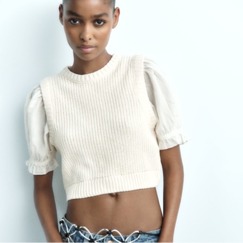Zara Mixed Sleeve Knit Top